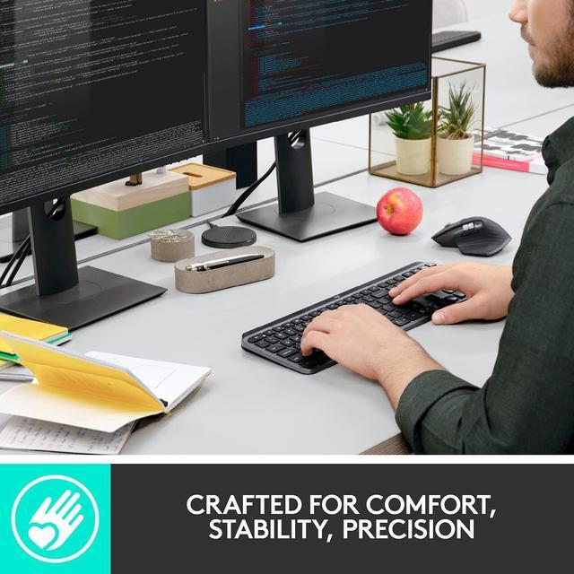 Alt view image 7 of 13 - Logitech MX Keys Advanced Wireless Illuminated Keyboard, Backlighting, Bluetooth, USB-C, Apple macOS, Microsoft Windows, Linux, iOS, Android, Metal Build - Black