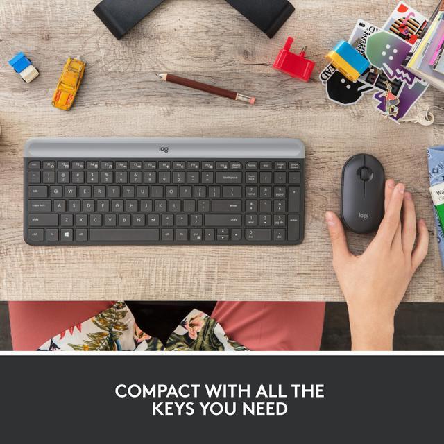 Alt view image 2 of 10 - Logitech MK470 Slim Wireless Keyboard and Mouse Combo - Modern Compact Layout, Ultra Quiet, 2.4 GHz USB Receiver, Plug n' Play Connectivity, Compatible with Windows, Graphite