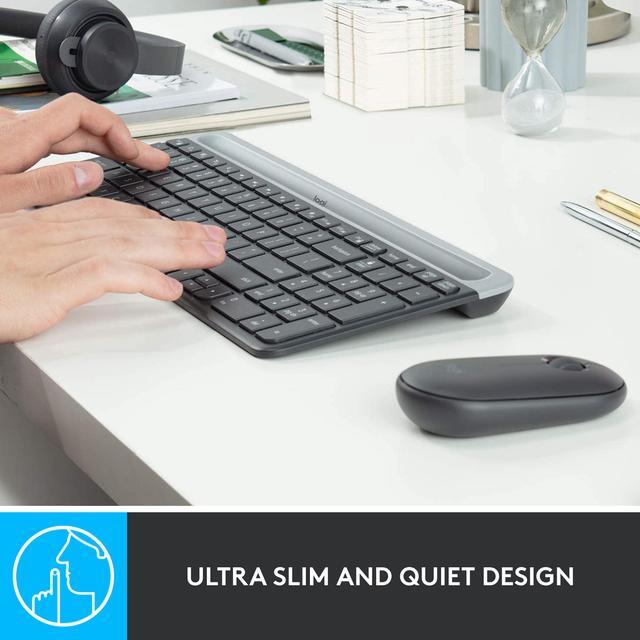 Alt view image 3 of 10 - Logitech MK470 Slim Wireless Keyboard and Mouse Combo - Modern Compact Layout, Ultra Quiet, 2.4 GHz USB Receiver, Plug n' Play Connectivity, Compatible with Windows, Graphite