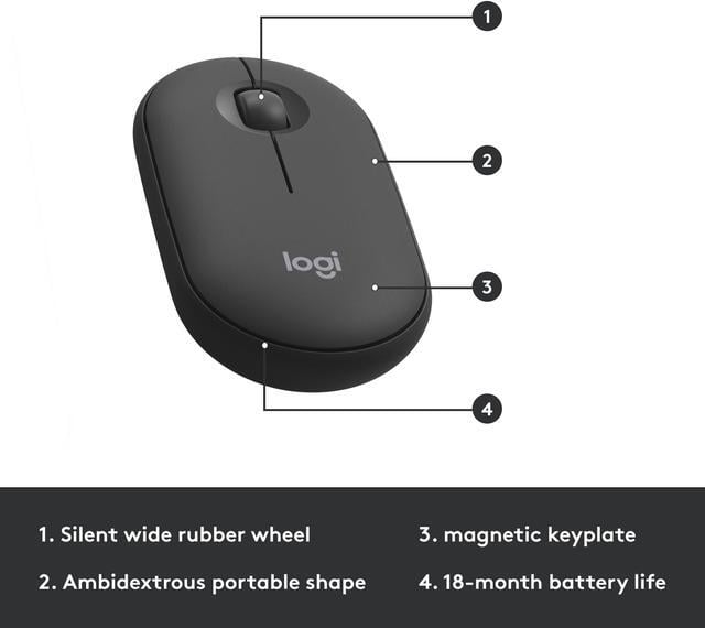 Alt view image 7 of 10 - Logitech MK470 Slim Wireless Keyboard and Mouse Combo - Modern Compact Layout, Ultra Quiet, 2.4 GHz USB Receiver, Plug n' Play Connectivity, Compatible with Windows, Graphite