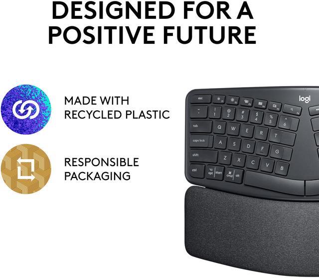 Alt view image 9 of 13 - Logitech ERGO K860 Wireless Ergonomic Keyboard - Split Keyboard, Wrist Rest, Natural Typing, Stain-Resistant Fabric, Bluetooth and USB Connectivity, Compatible with Windows/Mac
