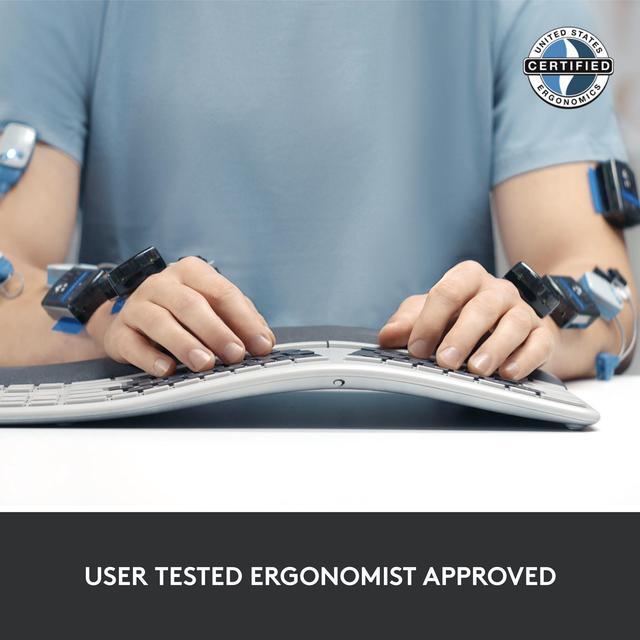 Alt view image 5 of 13 - Logitech ERGO K860 Wireless Ergonomic Keyboard - Split Keyboard, Wrist Rest, Natural Typing, Stain-Resistant Fabric, Bluetooth and USB Connectivity, Compatible with Windows/Mac