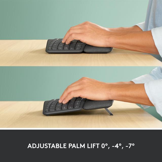 Alt view image 6 of 13 - Logitech ERGO K860 Wireless Ergonomic Keyboard - Split Keyboard, Wrist Rest, Natural Typing, Stain-Resistant Fabric, Bluetooth and USB Connectivity, Compatible with Windows/Mac