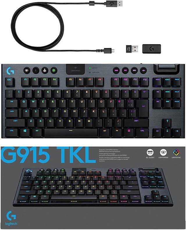 Alt view image 8 of 9 - Logitech G915 TKL Tenkeyless Lightspeed Wireless RGB Mechanical Gaming Keyboard, Low Profile Switch Options, LIGHTSYNC RGB, Advanced Wireless and Bluetooth Support - Clicky , Black