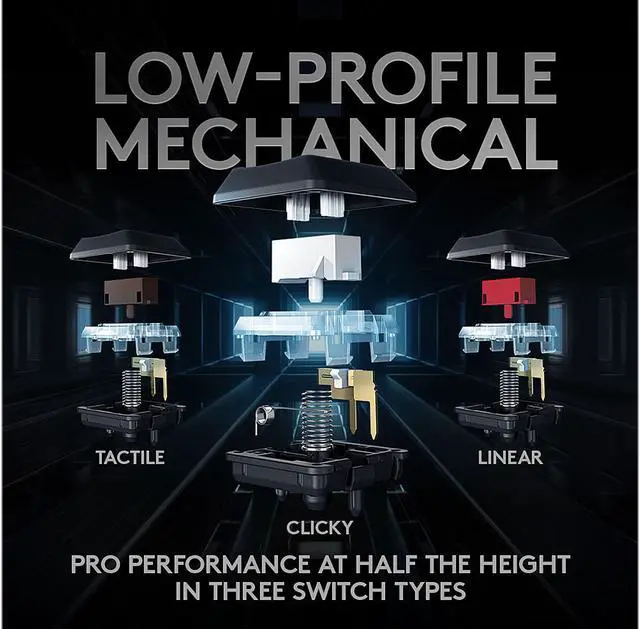 Alt view image 6 of 9 - Logitech G915 TKL Tenkeyless Lightspeed Wireless RGB Mechanical Gaming Keyboard, Low Profile Switch Options, LIGHTSYNC RGB, Advanced Wireless and Bluetooth Support - Linear , Black