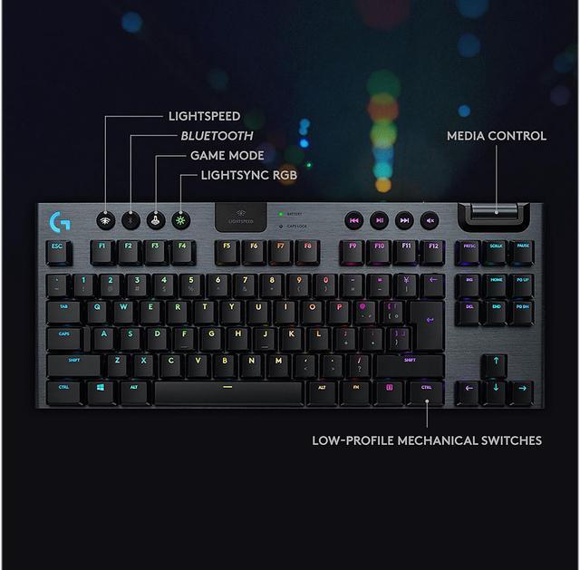 Alt view image 4 of 7 - Logitech G915 TKL Tenkeyless Lightspeed Wireless RGB Mechanical Gaming Keyboard, Low Profile Switch Options, Lightsync RGB, Advanced Wireless and Bluetooth Support - Tactile