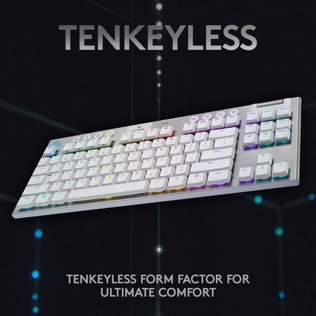 Alt view image 5 of 10 - Logitech G915 TKL White Tactile Tenkeyless LIGHTSPEED Wireless RGB Mechanical Gaming Keyboard, Low Profile Switch Options, LIGHTSYNC RGB, Advanced Wireless and Bluetooth Support