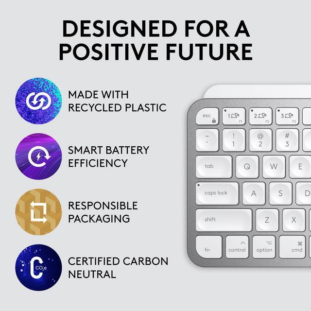 Alt view image 5 of 12 - Logitech MX Keys Mini for Mac Minimalist Wireless Keyboard, Compact, Bluetooth, Backlit Keys, USB-C, Tactile Typing, Compatible with MacBook Pro, Macbook Air, iMac, iPad