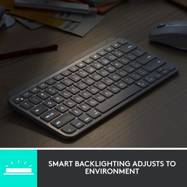 Alt view image 7 of 12 - Logitech MX Keys Mini for Mac Minimalist Wireless Keyboard, Compact, Bluetooth, Backlit Keys, USB-C, Tactile Typing, Compatible with MacBook Pro, Macbook Air, iMac, iPad