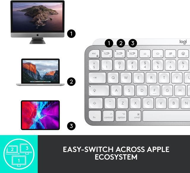 Alt view image 8 of 12 - Logitech MX Keys Mini for Mac Minimalist Wireless Keyboard, Compact, Bluetooth, Backlit Keys, USB-C, Tactile Typing, Compatible with MacBook Pro, Macbook Air, iMac, iPad