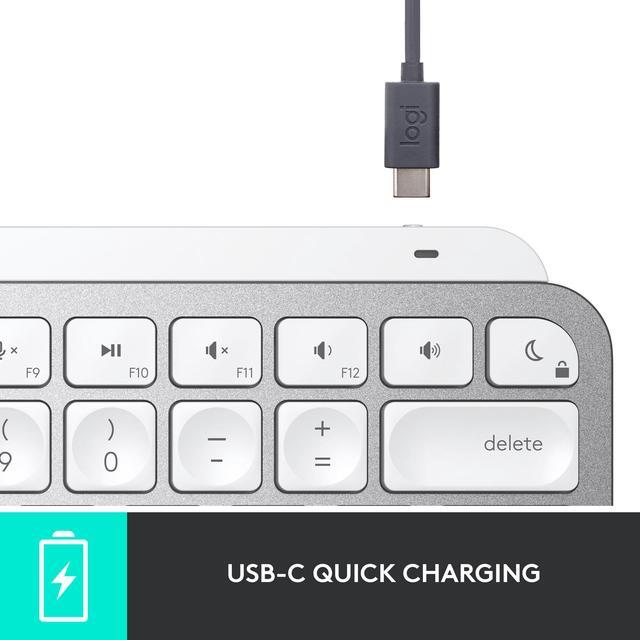 Alt view image 9 of 12 - Logitech MX Keys Mini for Mac Minimalist Wireless Keyboard, Compact, Bluetooth, Backlit Keys, USB-C, Tactile Typing, Compatible with MacBook Pro, Macbook Air, iMac, iPad