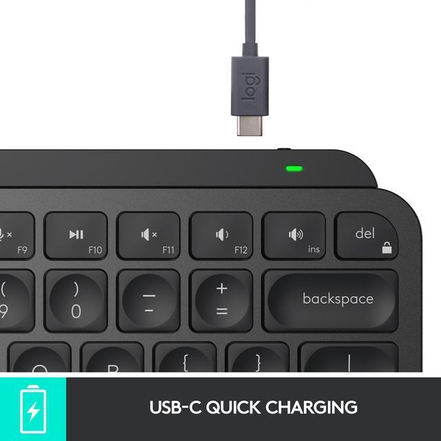 Alt view image 10 of 12 - Logitech MX Keys Mini Minimalist Wireless Illuminated Keyboard, Compact, Bluetooth, Backlit, USB-C, Compatible with Apple macOS, iOS, Windows, Linux, Android, Metal Build - BLACK