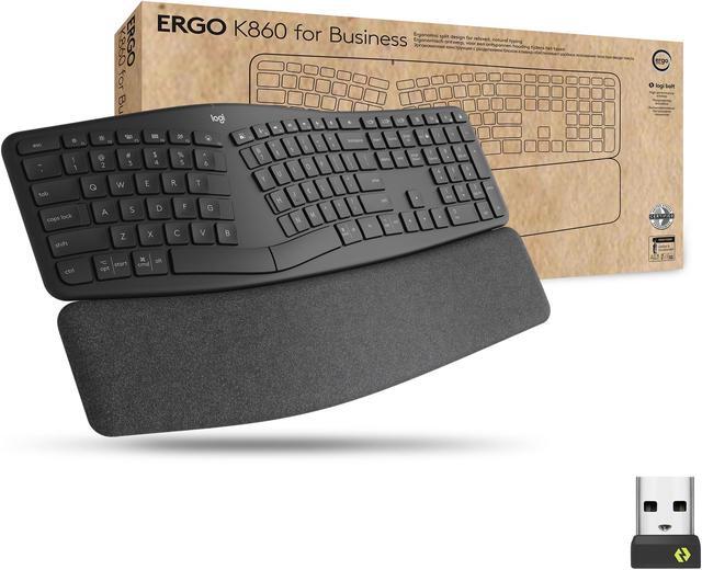 Main image of Logitech Ergo K860 Split Wireless Keyboard for Business - Ergonomic Design, Secured Logi Bolt Technology, Bluetooth, Globally Certified, Windows/Mac/Chrome/Linux - Graphite
