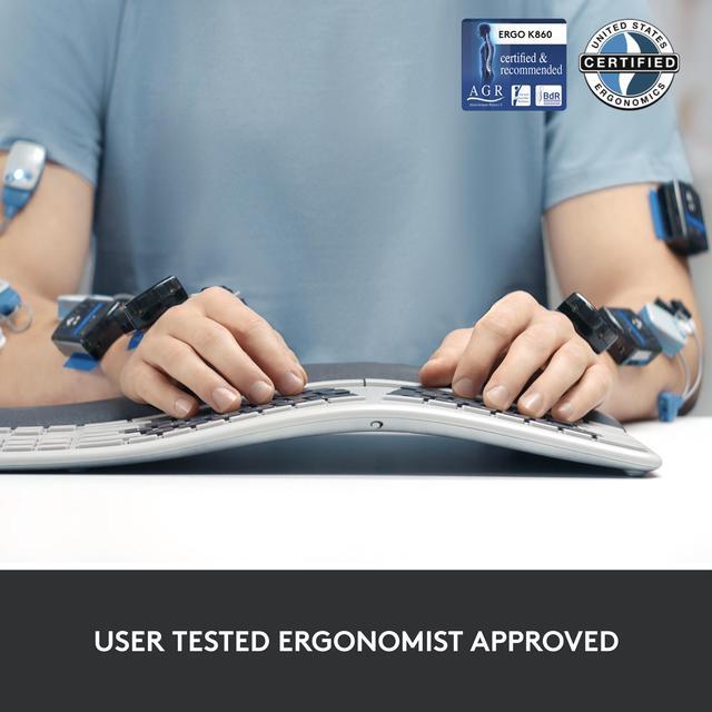 Alt view image 5 of 8 - Logitech Ergo K860 Split Wireless Keyboard for Business - Ergonomic Design, Secured Logi Bolt Technology, Bluetooth, Globally Certified, Windows/Mac/Chrome/Linux - Graphite