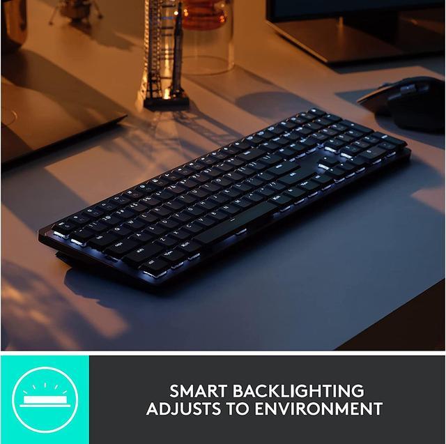 Alt view image 4 of 15 - Logitech MX Mechanical Wireless Illuminated Performance Keyboard, Tactile Quiet Switches, Backlit Keys, Bluetooth, USB-C, macOS, Windows, Linux, iOS, Android, Graphite