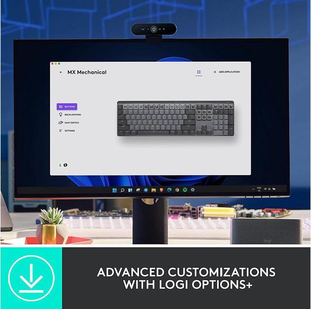 Alt view image 5 of 15 - Logitech MX Mechanical Wireless Illuminated Performance Keyboard, Tactile Quiet Switches, Backlit Keys, Bluetooth, USB-C, macOS, Windows, Linux, iOS, Android, Graphite
