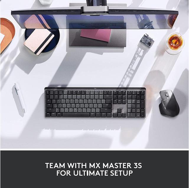 Alt view image 8 of 15 - Logitech MX Mechanical Wireless Illuminated Performance Keyboard, Tactile Quiet Switches, Backlit Keys, Bluetooth, USB-C, macOS, Windows, Linux, iOS, Android, Graphite