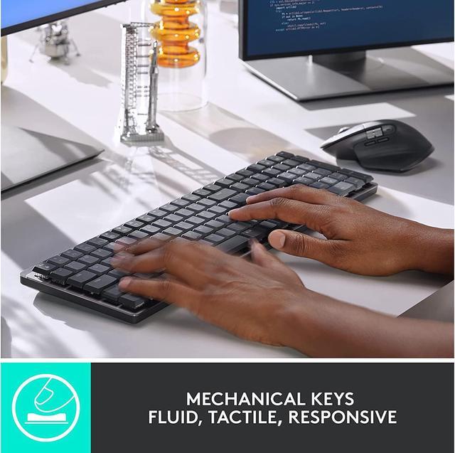 Alt view image 9 of 15 - Logitech MX Mechanical Wireless Illuminated Performance Keyboard, Tactile Quiet Switches, Backlit Keys, Bluetooth, USB-C, macOS, Windows, Linux, iOS, Android, Graphite