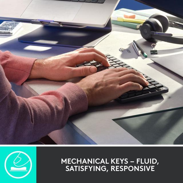 Alt view image 4 of 13 - Logitech MX Mechanical Mini Wireless Illuminated Keyboard, Tactile Quiet Switches, Backlit, Bluetooth, USB-C, macOS, Windows, Linux, iOS, Android, Graphite