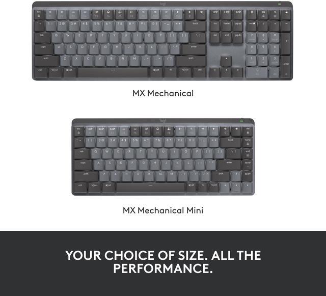 Alt view image 12 of 13 - Logitech MX Mechanical Mini Wireless Illuminated Keyboard, Tactile Quiet Switches, Backlit, Bluetooth, USB-C, macOS, Windows, Linux, iOS, Android, Graphite