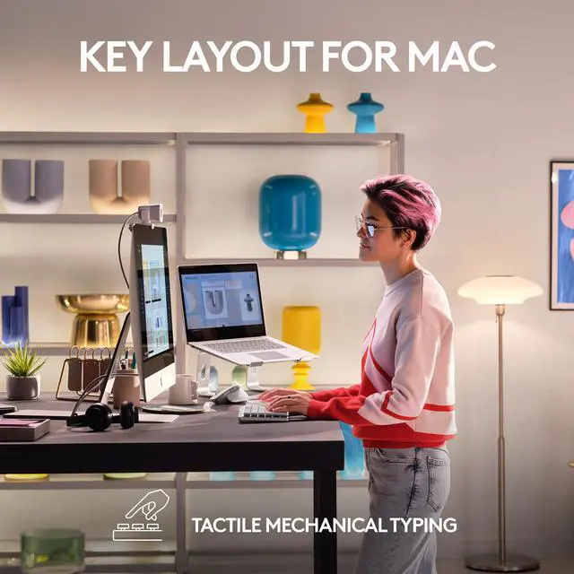 Alt view image 6 of 12 - Logitech MX Mechanical Mini for Mac Wireless Illuminated Keyboard, Low-Profile Performance Switches, Tactile Quiet Keys, Backlit, Bluetooth, USB-C, Apple, iPad