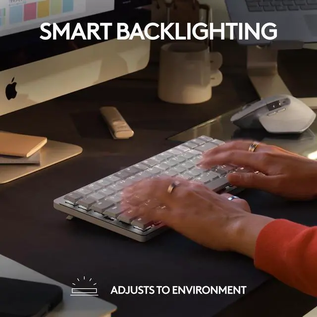 Alt view image 7 of 12 - Logitech MX Mechanical Mini for Mac Wireless Illuminated Keyboard, Low-Profile Performance Switches, Tactile Quiet Keys, Backlit, Bluetooth, USB-C, Apple, iPad