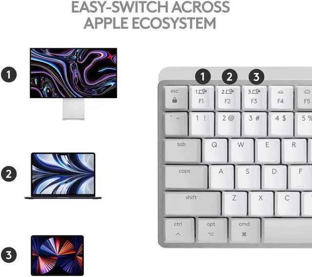Alt view image 3 of 12 - Logitech MX Mechanical Mini for Mac Wireless Illuminated Keyboard, Low-Profile Performance Switches, Tactile Quiet Keys, Backlit, Bluetooth, USB-C, Apple, iPad