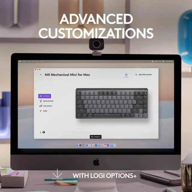 Alt view image 7 of 11 - Logitech MX Mechanical Mini for Mac Wireless Illuminated Keyboard, Low-Profile Performance Switches, Tactile Quiet Keys, Backlit, Bluetooth, USB-C, Apple, iPad - Space Grey