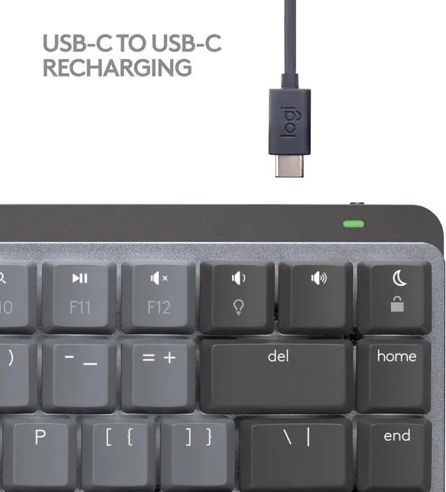 Alt view image 9 of 11 - Logitech MX Mechanical Mini for Mac Wireless Illuminated Keyboard, Low-Profile Performance Switches, Tactile Quiet Keys, Backlit, Bluetooth, USB-C, Apple, iPad - Space Grey