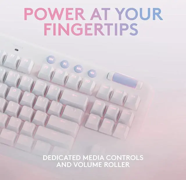 Alt view image 5 of 7 - Logitech G715 Wireless Mechanical Gaming Keyboard with LIGHTSYNC RGB, LIGHTSPEED, Linear Switches (GX Red), and Keyboard Palm Rest, PC/Mac Compatible - White Mist