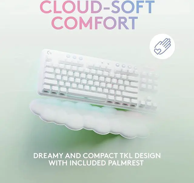 Alt view image 2 of 7 - Logitech G715 Wireless Mechanical Gaming Keyboard with LIGHTSYNC RGB, LIGHTSPEED, Linear Switches (GX Red), and Keyboard Palm Rest, PC/Mac Compatible - White Mist