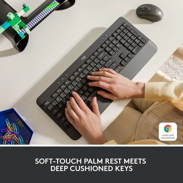 Alt view image 3 of 8 - Logitech Signature K650 Comfort Full-Size Wireless Keyboard with Wrist Rest, Bluetooth and Logi Bolt USB receiver, Deep-Cushioned Keys, Numpad, Compatible with Window/Mac