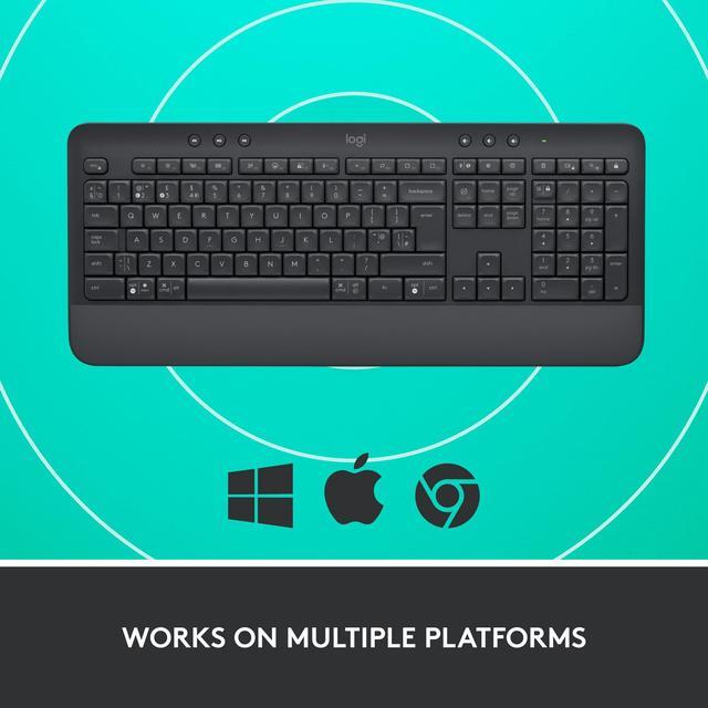 Alt view image 8 of 8 - Logitech Signature K650 Comfort Full-Size Wireless Keyboard with Wrist Rest, Bluetooth and Logi Bolt USB receiver, Deep-Cushioned Keys, Numpad, Compatible with Window/Mac