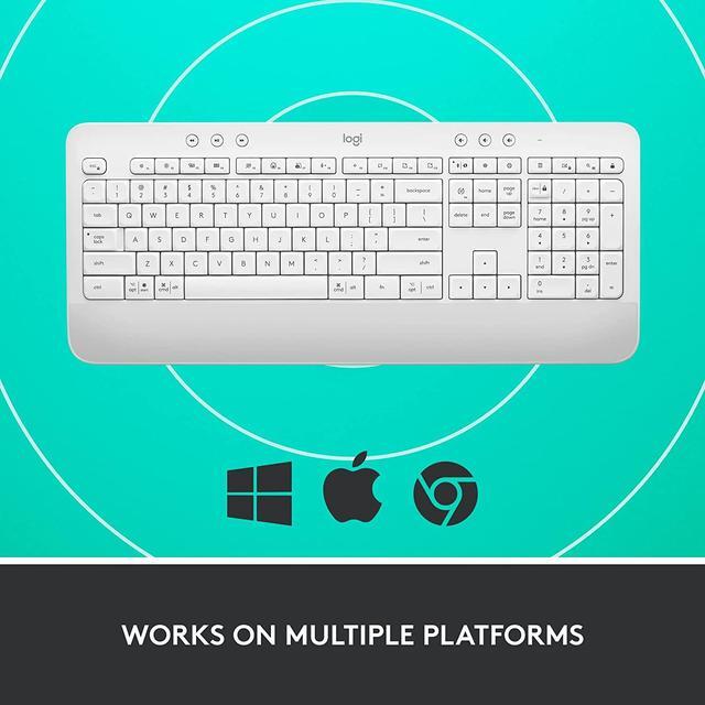 Alt view image 6 of 6 - Logitech Signature K650 Comfort Full-Size Wireless Keyboard with Wrist Rest, BLE Bluetooth or Logi Bolt USB Receiver, Deep-Cushioned Keys, Numpad, Compatible with Most OS/PC/Window/Mac - Off White