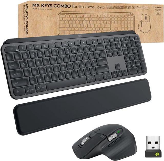 Logitech MX Keys Combo for Business , Gen 2, Full Size Wireless Keyboard  and Wireless Mouse, with Keyboard Palm Rest, Bluetooth, Logi Bolt, Quiet