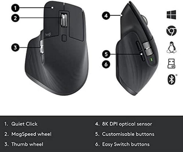Alt view image 8 of 10 - Logitech MX Keys Combo for Business , Gen 2, Full Size Wireless Keyboard and Wireless Mouse, with Keyboard Palm Rest, Bluetooth, Logi Bolt, Quiet Clicks, Windows/Mac/Chrome/Linux - Graphite