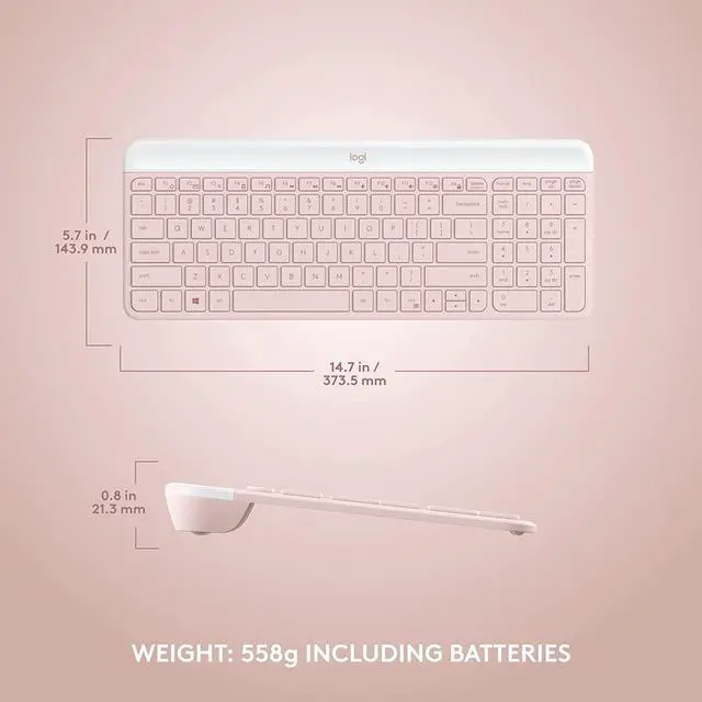Alt view image 5 of 10 - Logitech MK470 Slim MK470 Rose USB RFLogitech MK470 Slim MK470 Rose Wireless Keyboards and Mouse Combo Wireless Slim Keyboards