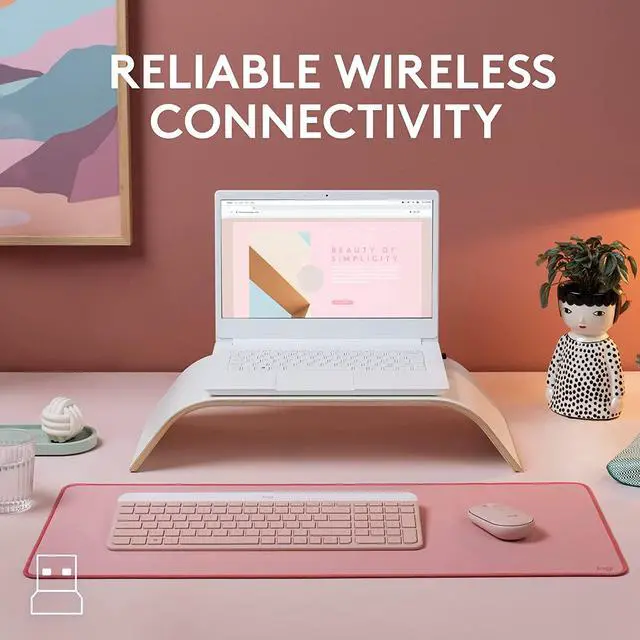 Alt view image 9 of 10 - Logitech MK470 Slim MK470 Rose USB RFLogitech MK470 Slim MK470 Rose Wireless Keyboards and Mouse Combo Wireless Slim Keyboards