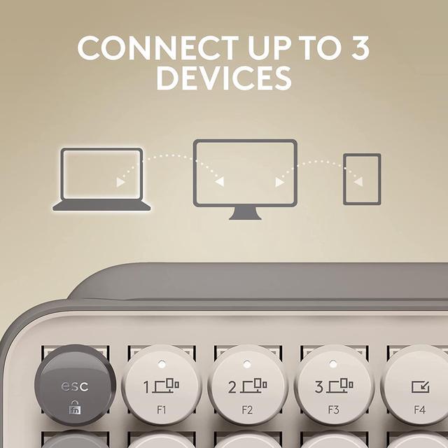 Alt view image 7 of 8 - Logitech POP Keys Mechanical Wireless Keyboard with Customizable Emoji Keys, Durable Compact Design, Bluetooth or USB Connectivity, Multi-Device, OS Compatible - Mist