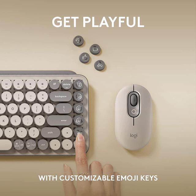 Alt view image 2 of 8 - Logitech POP Keys Mechanical Wireless Keyboard with Customizable Emoji Keys, Durable Compact Design, Bluetooth or USB Connectivity, Multi-Device, OS Compatible - Mist