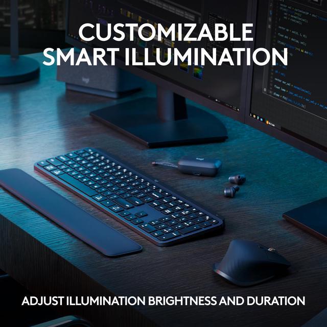 Alt view image 8 of 12 - Logitech MX Keys S Combo: MX Master 3S, MX Keys S & MX Palm Rest, Customizable Illumination, Fast Scrolling, Bluetooth, USB C, for Windows, Linux, Chrome, Mac (Black)