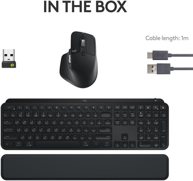 Alt view image 12 of 12 - Logitech MX Keys S Combo: MX Master 3S, MX Keys S & MX Palm Rest, Customizable Illumination, Fast Scrolling, Bluetooth, USB C, for Windows, Linux, Chrome, Mac (Black)