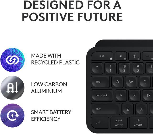 Alt view image 2 of 9 - Logitech MX Keys S Wireless Keyboard, Low Profile, Fluid Precise Quiet Typing, Programmable Keys, Backlighting, Bluetooth, USB C Rechargeable, for Windows PC, Linux, Chrome, Mac (Black)