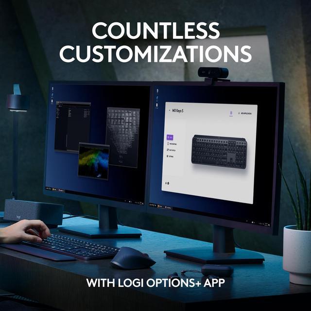 Alt view image 6 of 9 - Logitech MX Keys S Wireless Keyboard, Low Profile, Fluid Precise Quiet Typing, Programmable Keys, Backlighting, Bluetooth, USB C Rechargeable, for Windows PC, Linux, Chrome, Mac (Black)