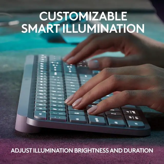 Alt view image 4 of 10 - Logitech MX Keys S Wireless Keyboard, Low Profile, Fluid Precise Quiet Typing, Programmable Keys, Backlighting, Bluetooth, USB C Rechargeable, for Windows PC, Linux, Chrome, Mac (Pale Grey)