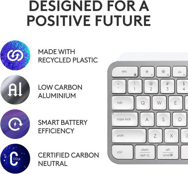 Alt view image 5 of 10 - Logitech MX Keys S Wireless Keyboard, Low Profile, Fluid Precise Quiet Typing, Programmable Keys, Backlighting, Bluetooth, USB C Rechargeable, for Windows PC, Linux, Chrome, Mac (Pale Grey)