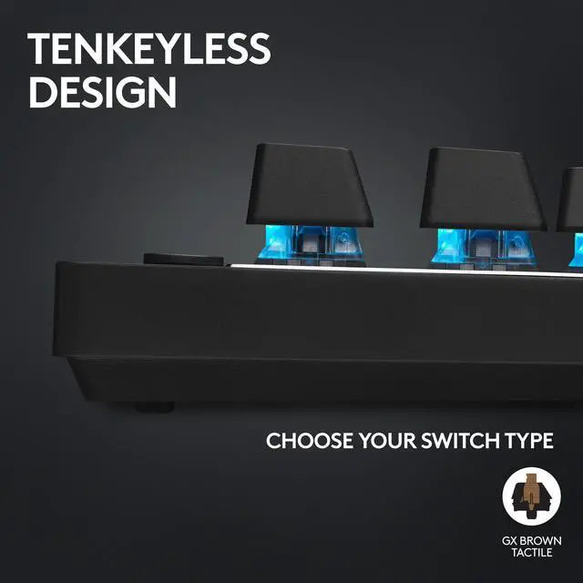 Alt view image 4 of 8 - Logitech G PRO X TKL Lightspeed Wireless Gaming Keyboard, Ultra-Portable Tenkeyless Design, LIGHTSYNC RGB, PBT keycaps, Tactile Switches (GX Brown) - Black