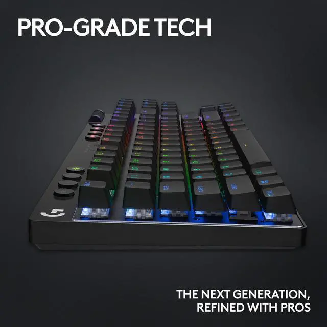 Alt view image 8 of 8 - Logitech G PRO X TKL Lightspeed Wireless Gaming Keyboard, Ultra-Portable Tenkeyless Design, LIGHTSYNC RGB, PBT keycaps, Tactile Switches (GX Brown) - Black