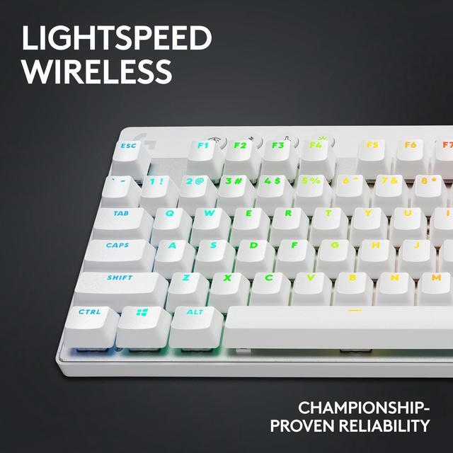 Alt view image 3 of 8 - Logitech G PRO X TKL Lightspeed Wireless Gaming Keyboard, Ultra-Portable Tenkeyless Design, LIGHTSYNC RGB, PBT keycaps, Tactile Switches (GX Brown) - White