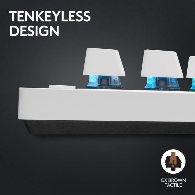 Alt view image 4 of 8 - Logitech G PRO X TKL Lightspeed Wireless Gaming Keyboard, Ultra-Portable Tenkeyless Design, LIGHTSYNC RGB, PBT keycaps, Tactile Switches (GX Brown) - White